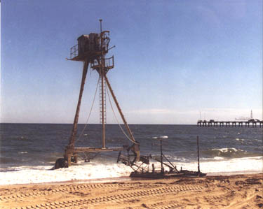 [Image of CRAB towing sled out at Duck, NC]