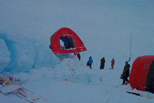 [Image of hut on recently formed ice ridge]