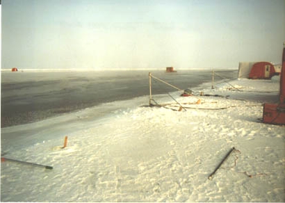 [Image of equipment deployed at a Arctic lead]