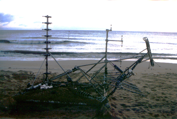 [Image of instrumented sled on the 
beach in Duck, NC]