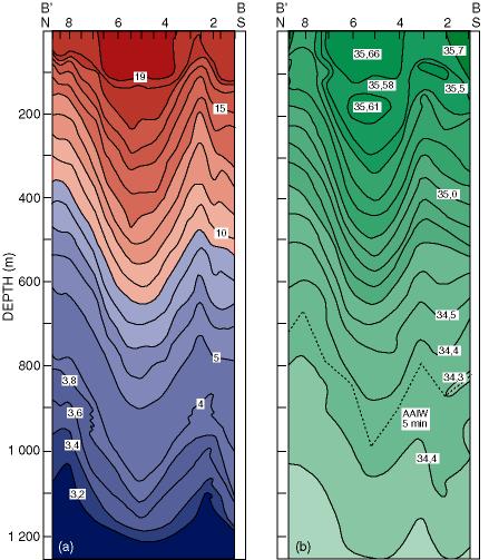 temperature and salinity cross section